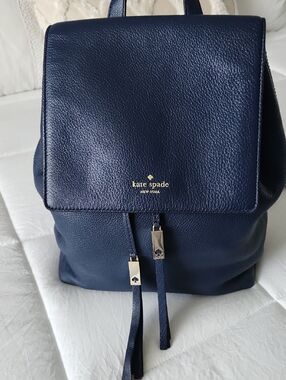 kate spade Navy Pebbled Leather Mini Backpack with Gold Accents
